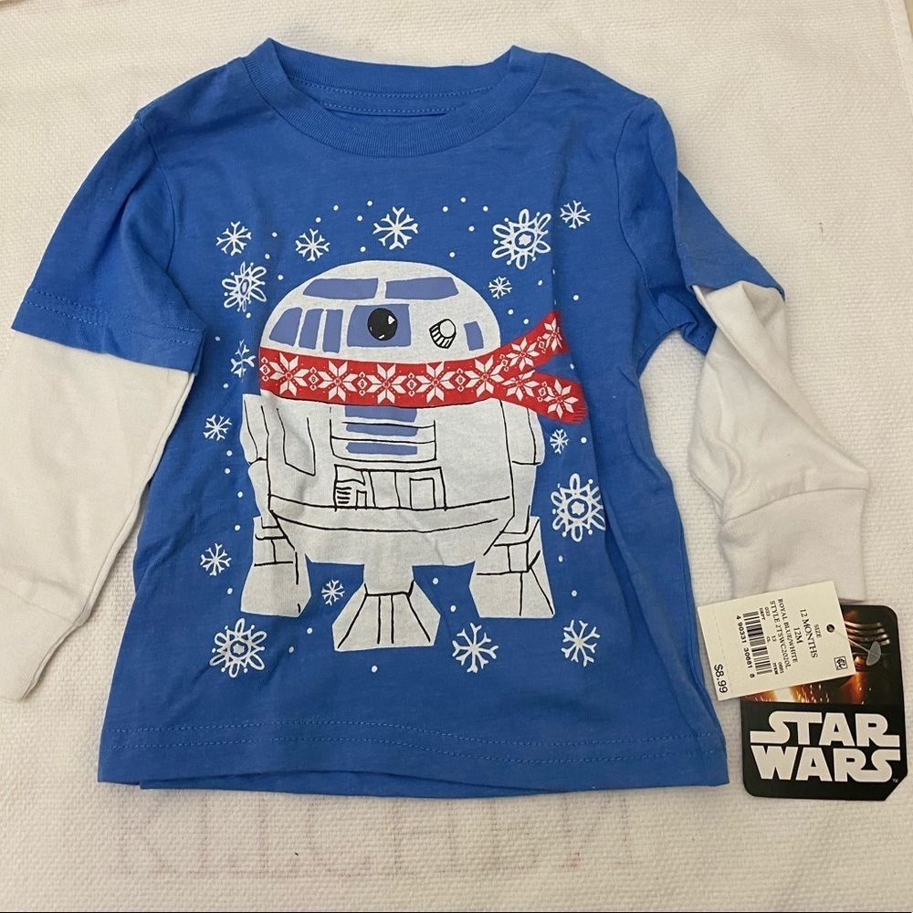 Disney Star Wars LS T-shirt Blue/White NWT